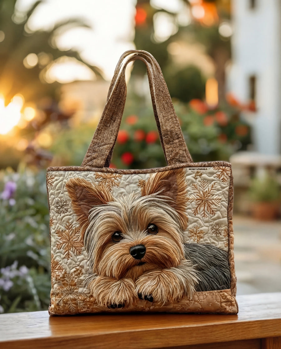 Handgefertigte, gesteppte Handtasche „Yorkie Brillante“