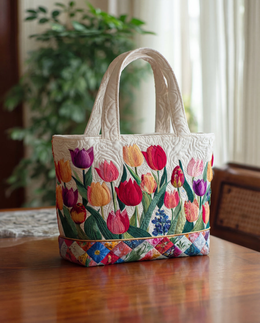 Handgefertigte, gepolsterte Tasche „Tulipán“